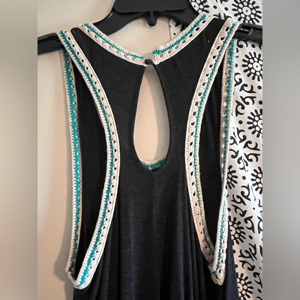 NATURAL LIFE Black Sleeveless Wide-Leg Jumpsuit with Teal Trim - Picture 4 of 6